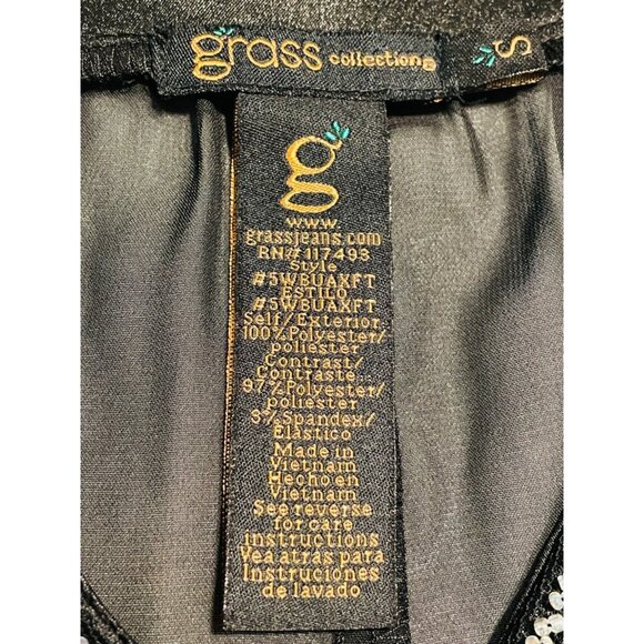 Grass Collection Black Batwing Blouse With Embellished Neckline Women’s Small - Picture 4 of 9